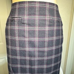 Banana Republic Gray Plaid Pencil Skirt with Pink Windowpane